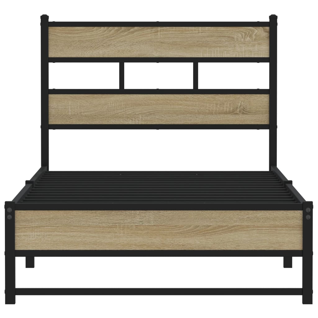 Estrutura de cama sem colchão 90x200 cm metal carvalho sonoma