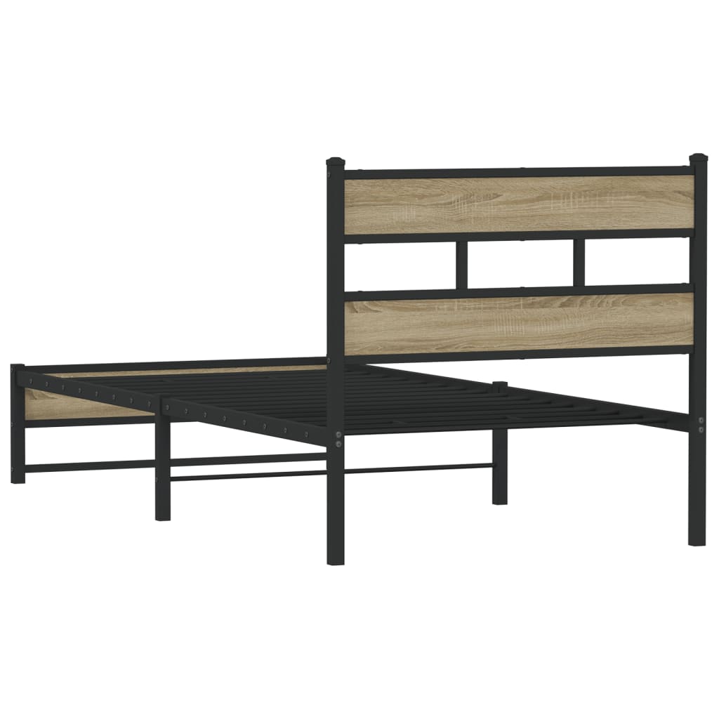 Estrutura de cama sem colchão 90x200 cm metal carvalho sonoma