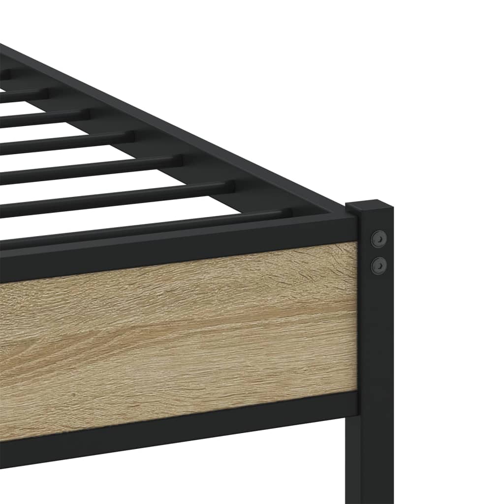 Estrutura de cama sem colchão 90x200 cm metal carvalho sonoma