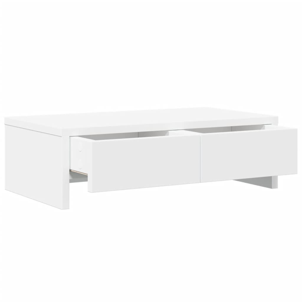 Suporte para monitor com gavetas derivados de madeira branco