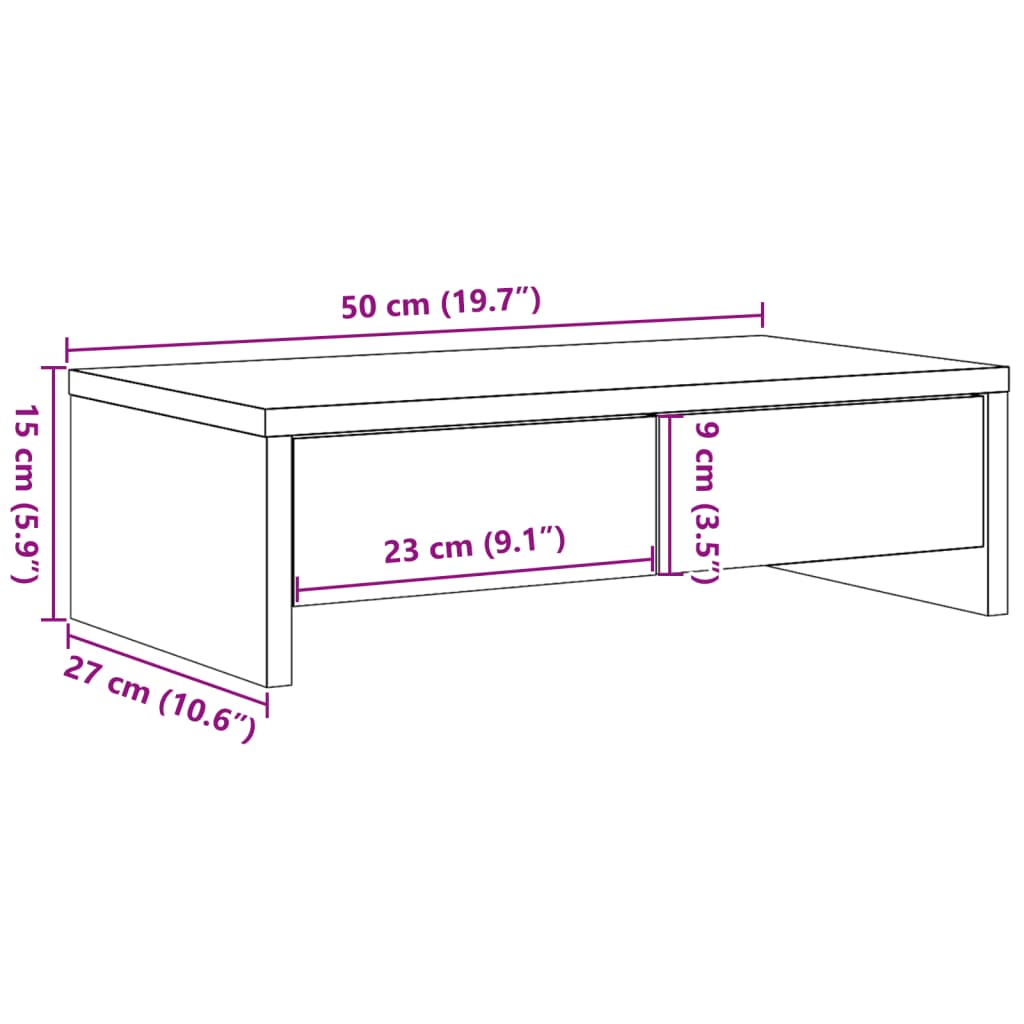 Suporte para monitor com gavetas derivados de madeira branco
