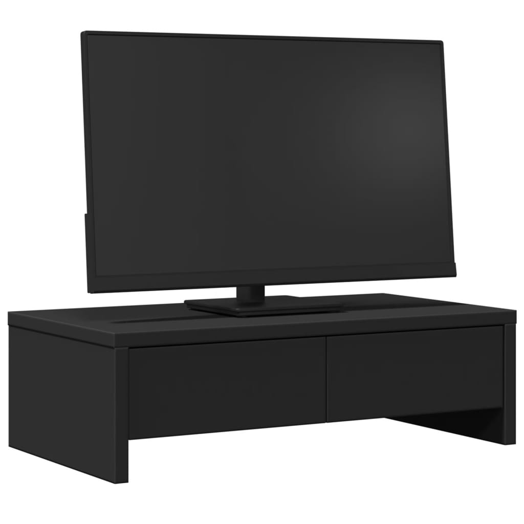 Suporte para monitor com gavetas derivados de madeira preto