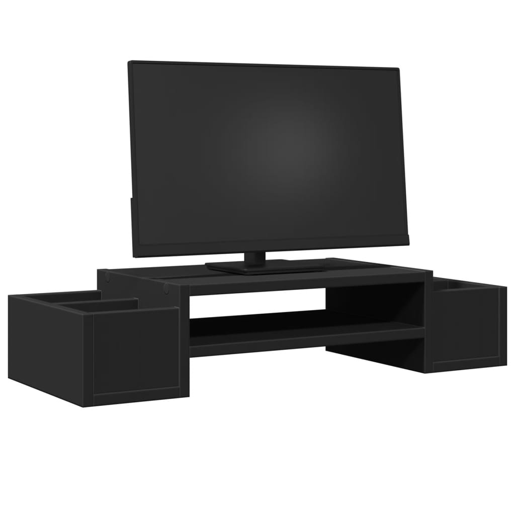 Suporte para monitor c/ arrumação derivados de madeira preto