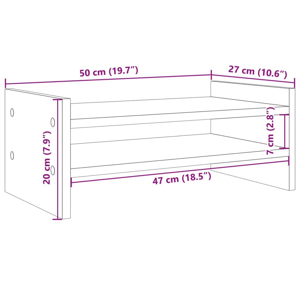 Suporte monitor 50x27x20 cm derivados madeira cinzento cimento