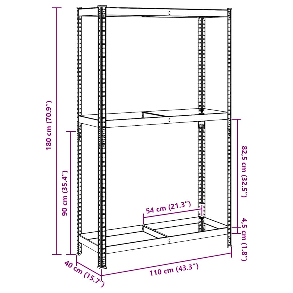Prateleira para pneus de 2 camadas prateada 110x40x180 cm aço