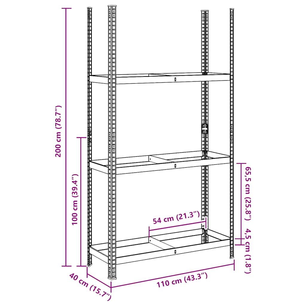 Prateleira para pneus de 3 camadas prateado 110x40x200 cm aço
