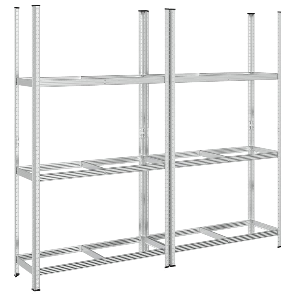 Prateleiras pneus de 3 camadas 2 unid 110x40x200cm aço prateado