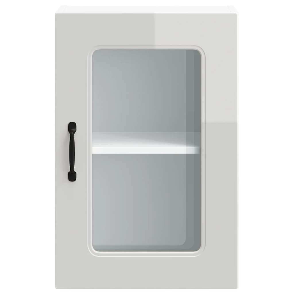 Armário parede de cozinha porta vidro Kalmar branco alto brilho