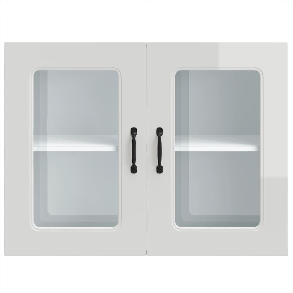 Armário parede de cozinha porta vidro Kalmar branco alto brilho