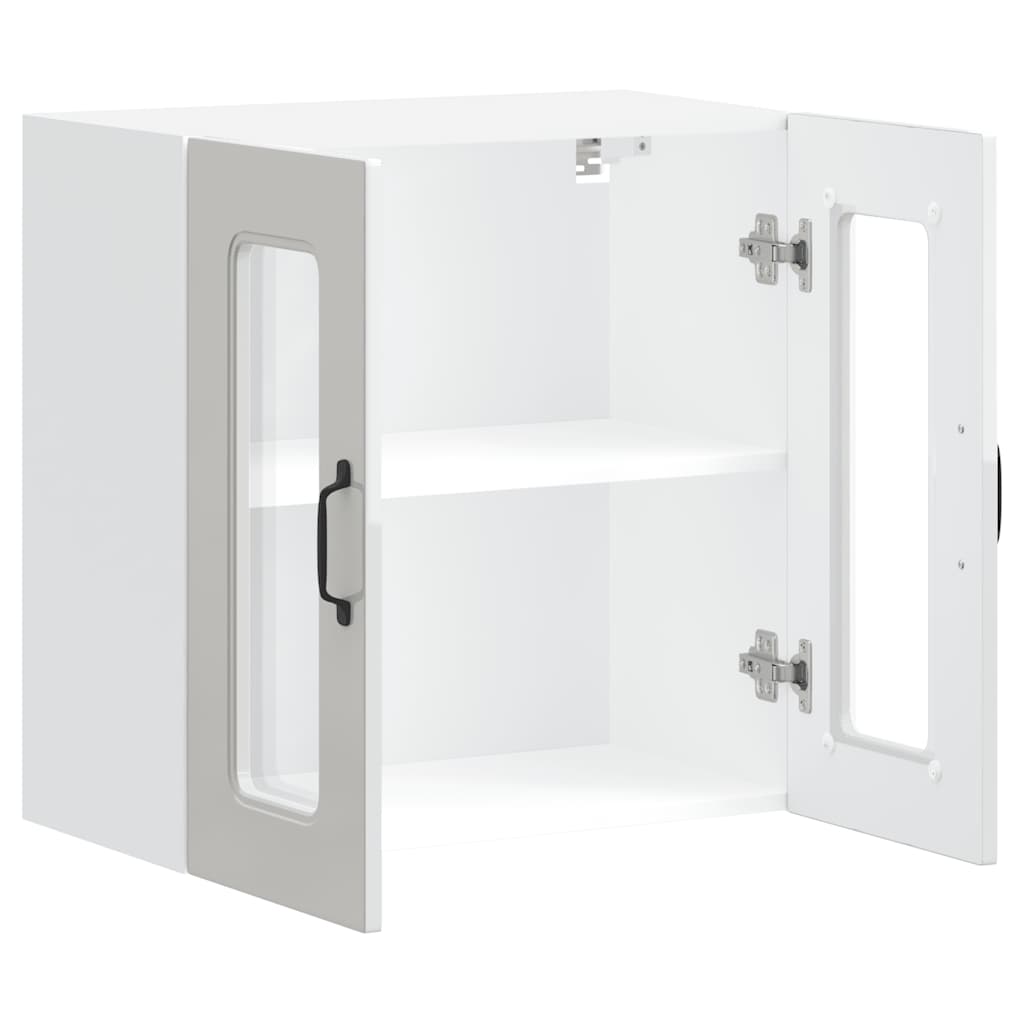 Armário parede de cozinha porta vidro Kalmar branco alto brilho