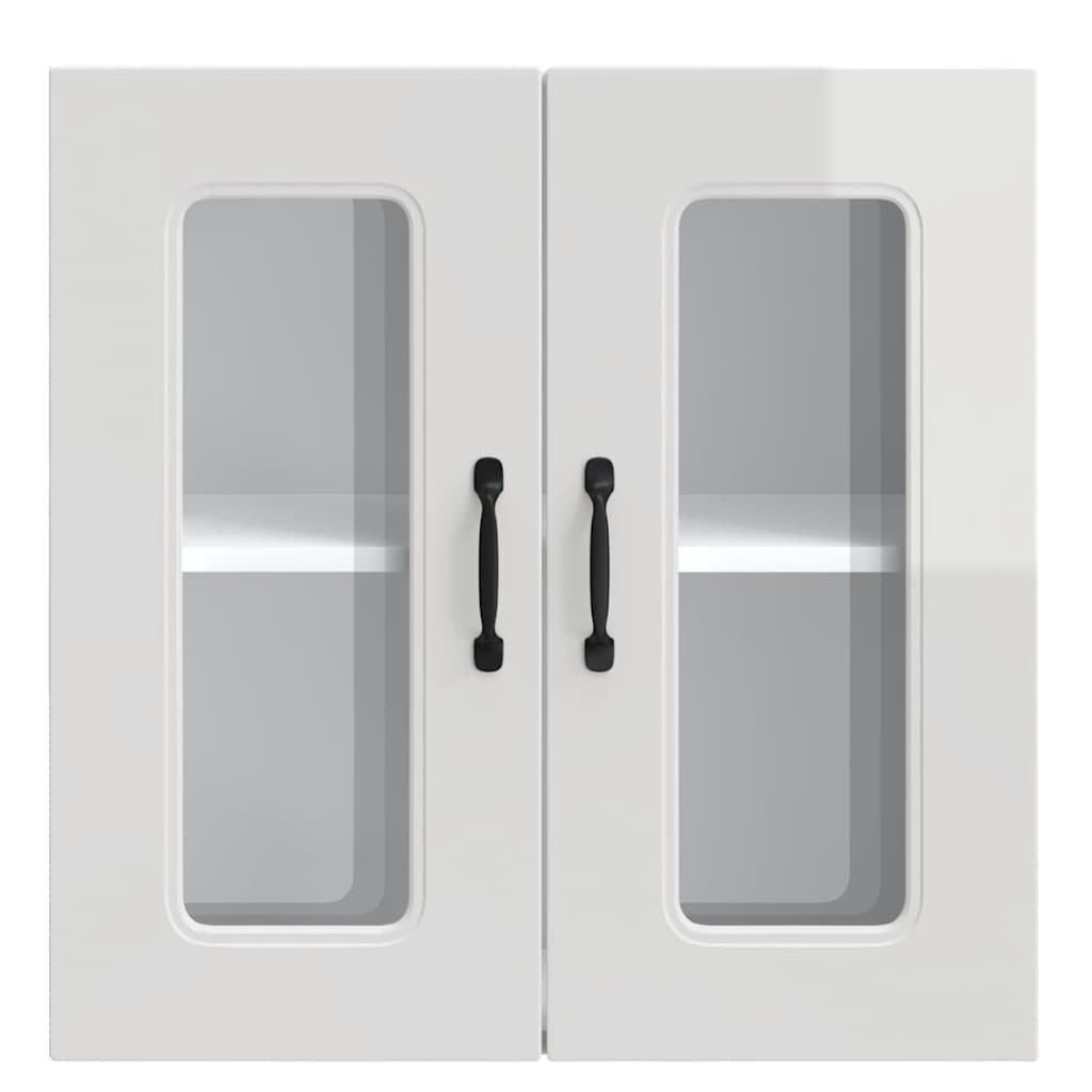 Armário parede de cozinha porta vidro Kalmar branco alto brilho