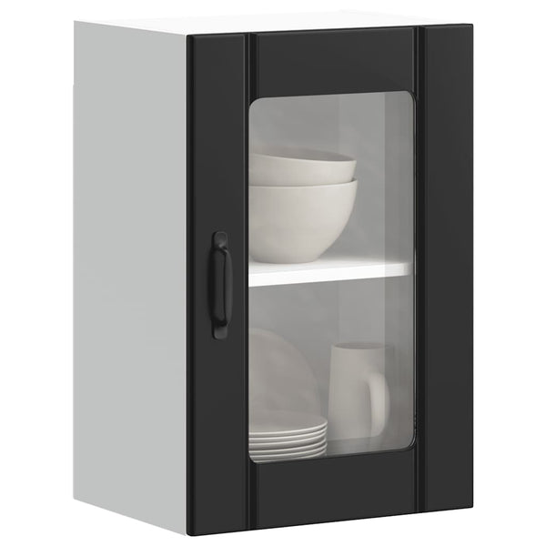 Armário de parede de cozinha porta vidro Lucca preto