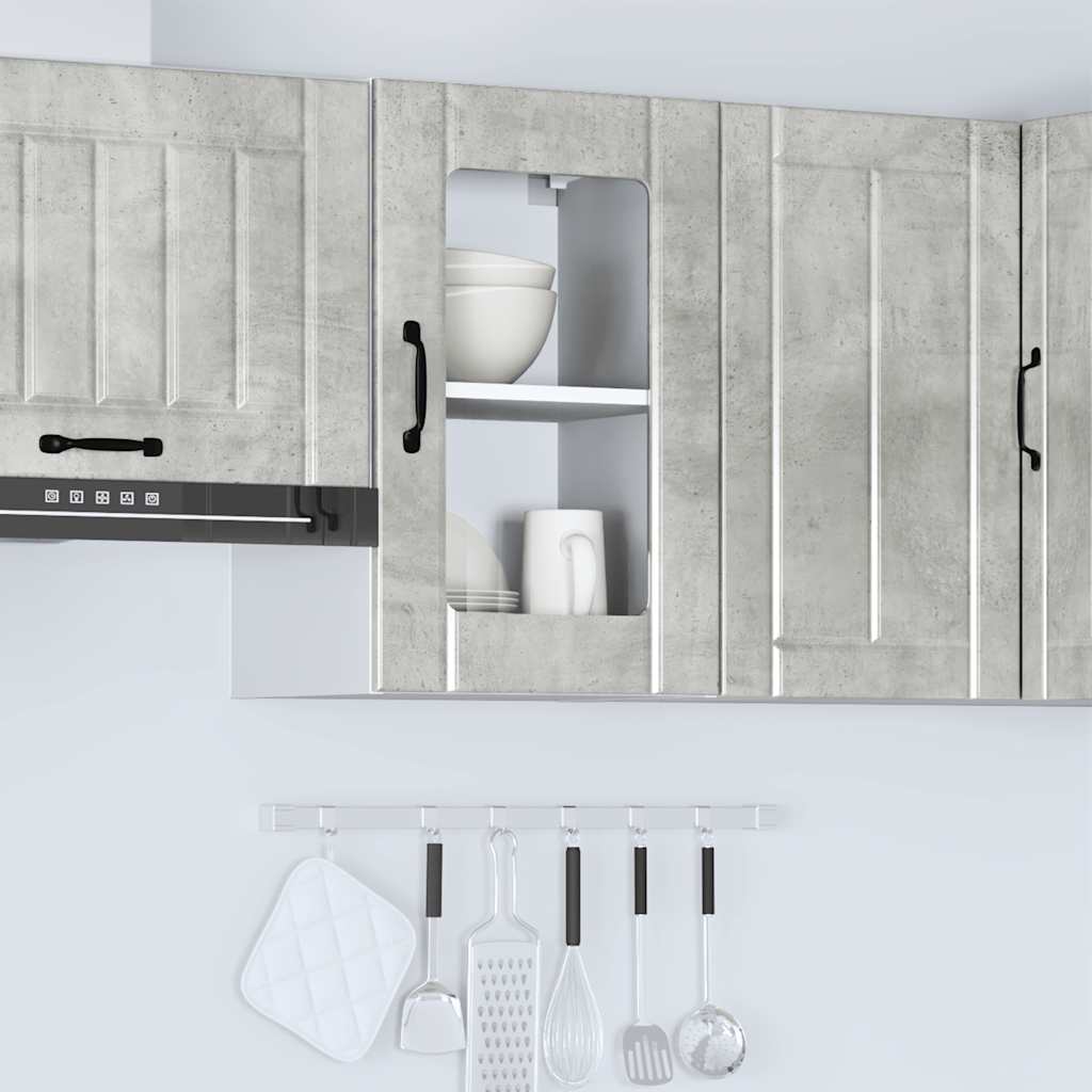 Armário de parede de cozinha porta vidro Lucca cinzento cimento