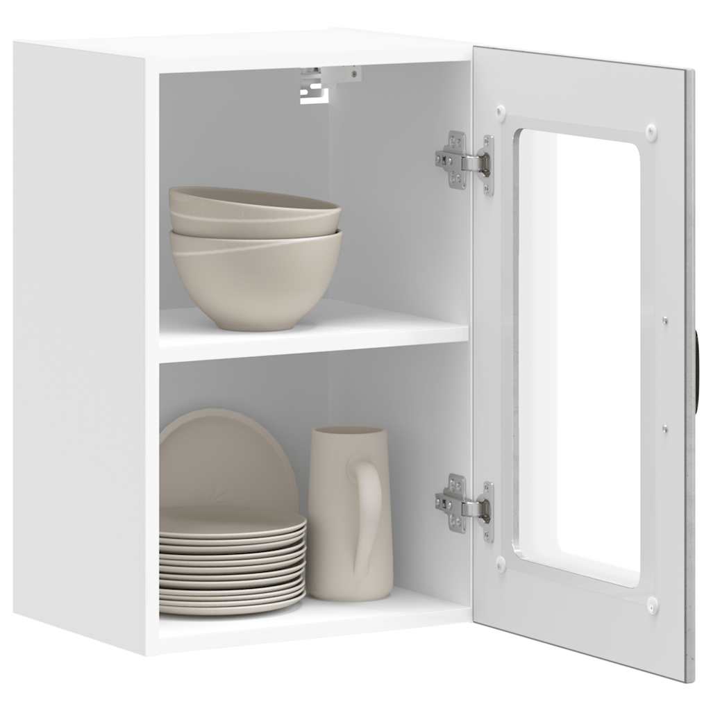 Armário de parede de cozinha porta vidro Lucca cinzento cimento