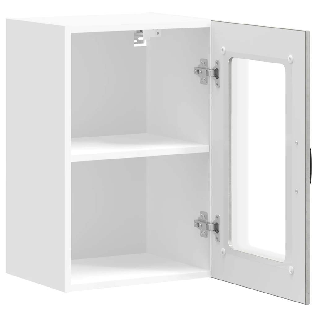 Armário de parede de cozinha porta vidro Lucca cinzento cimento