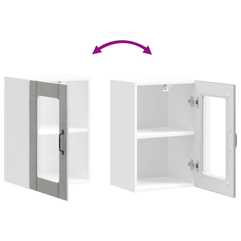Armário de parede de cozinha porta vidro Lucca cinzento cimento