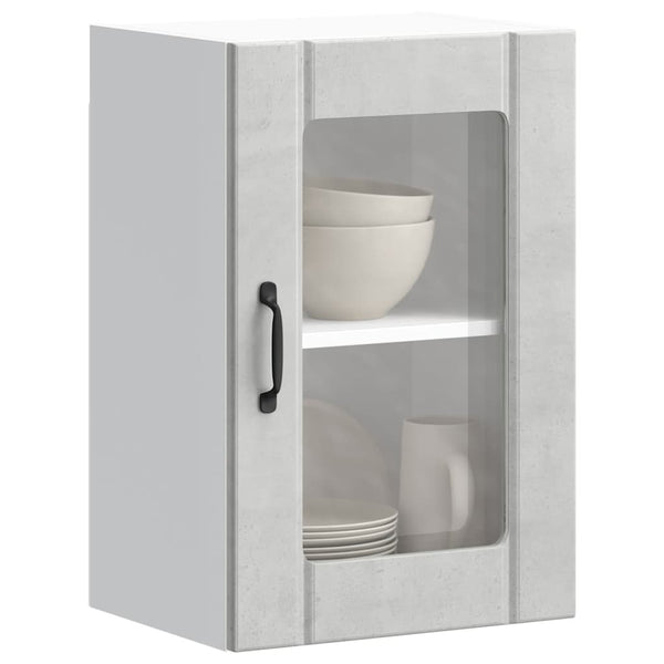 Armário de parede de cozinha porta vidro Lucca cinzento cimento