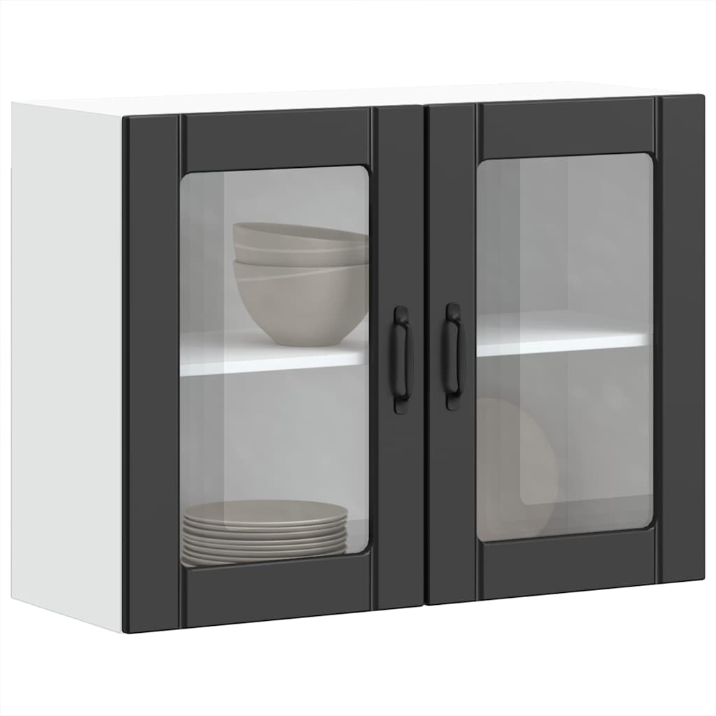 Armário de parede de cozinha porta vidro Lucca preto
