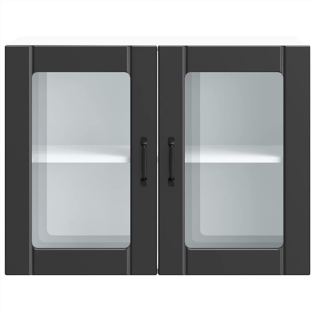 Armário de parede de cozinha porta vidro Lucca preto