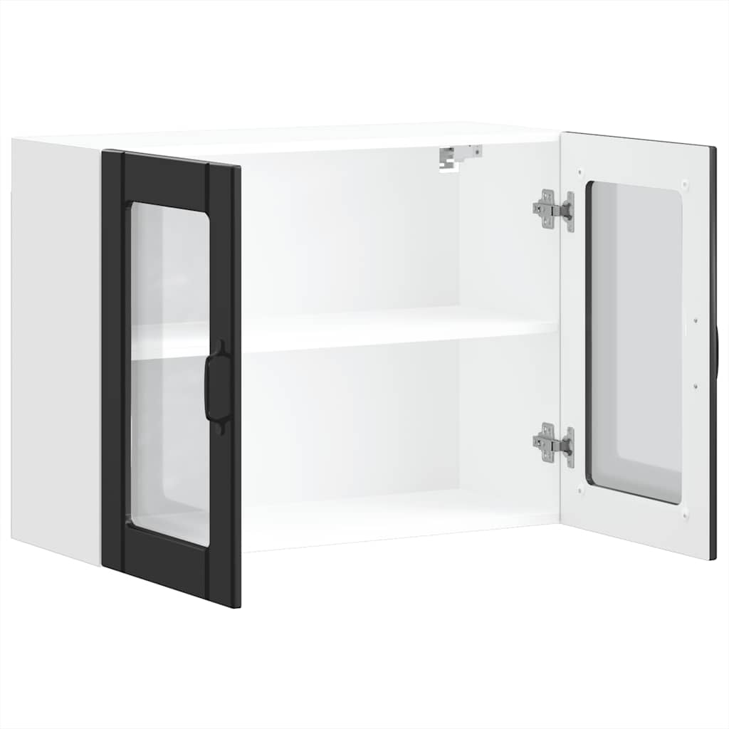 Armário de parede de cozinha porta vidro Lucca preto