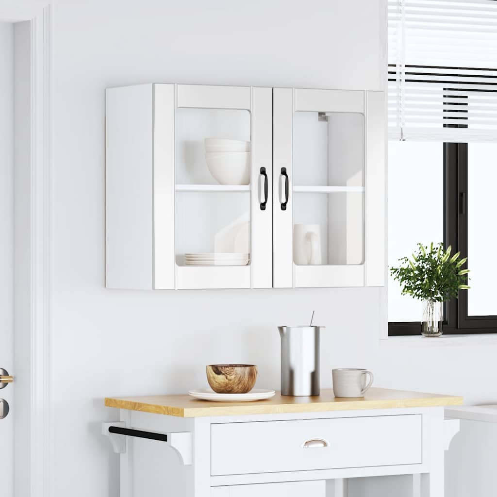 Armário parede de cozinha porta vidro Lucca branco brilhante