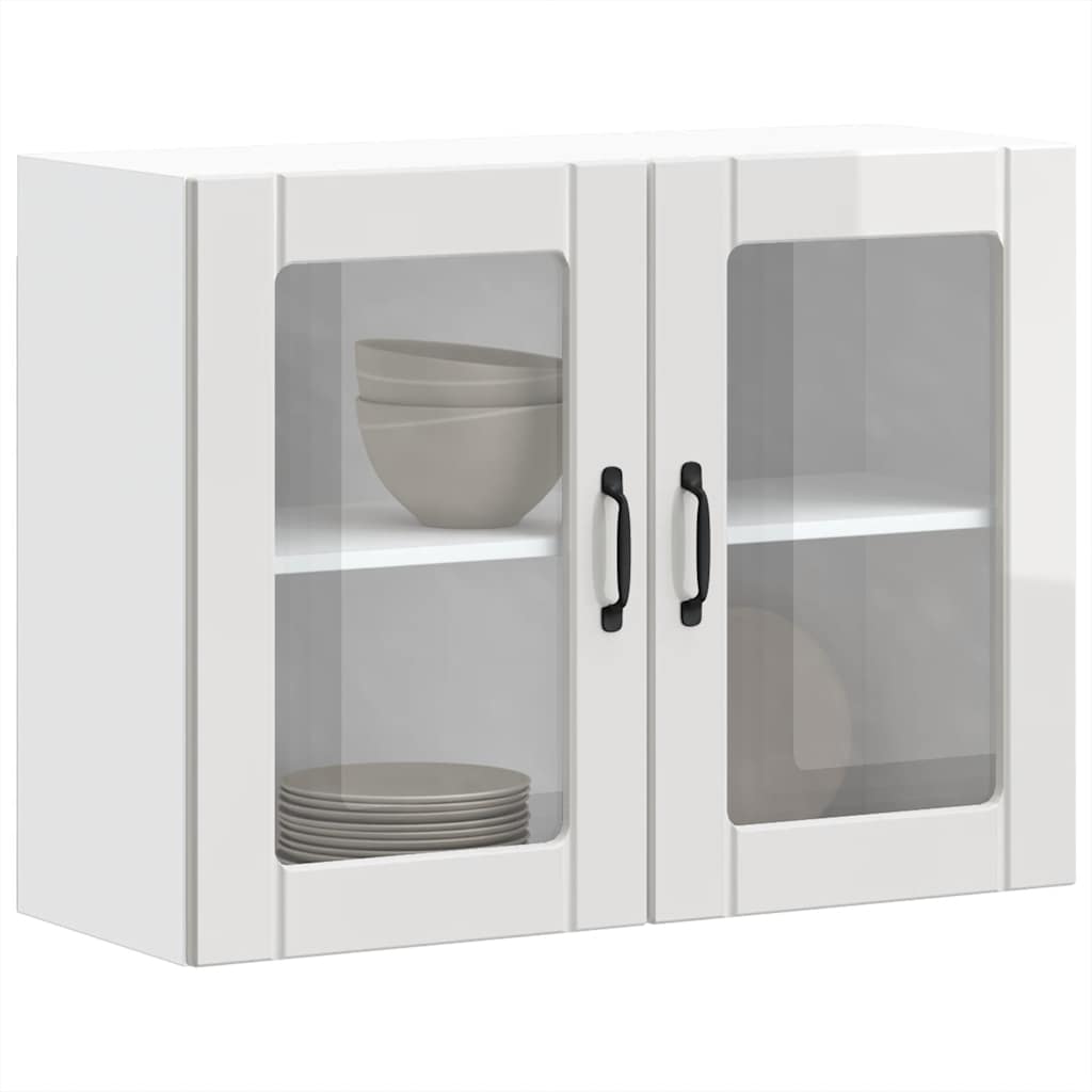 Armário parede de cozinha porta vidro Lucca branco brilhante