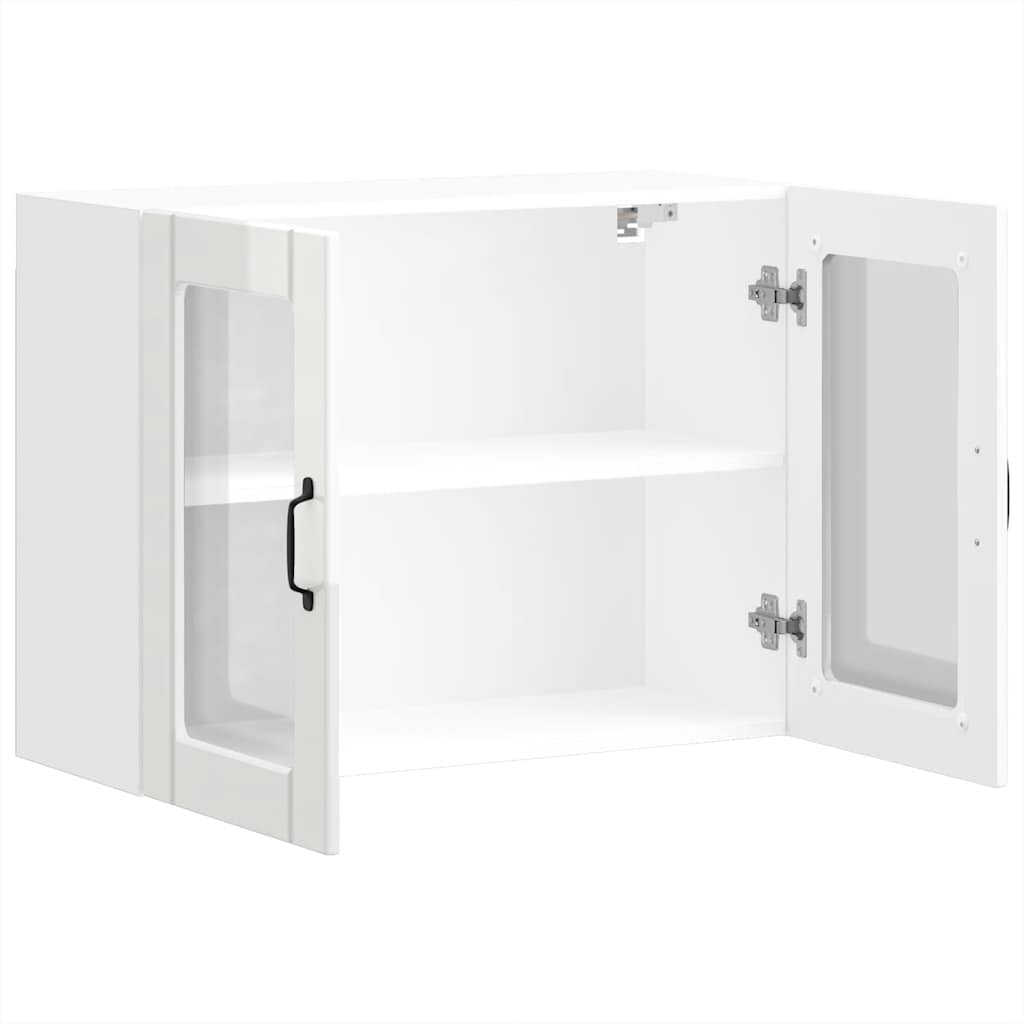Armário parede de cozinha porta vidro Lucca branco brilhante