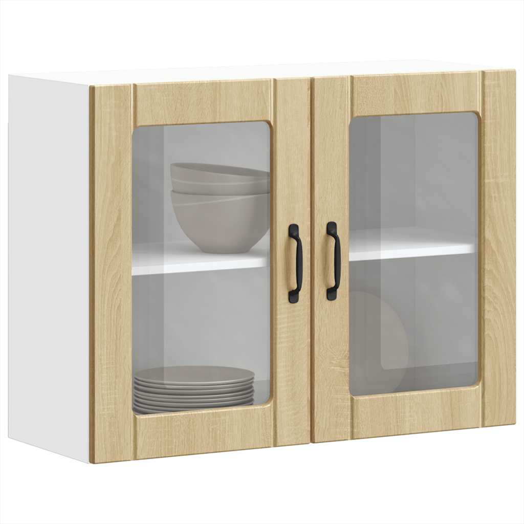 Armário de parede de cozinha porta vidro Lucca carvalho sonoma