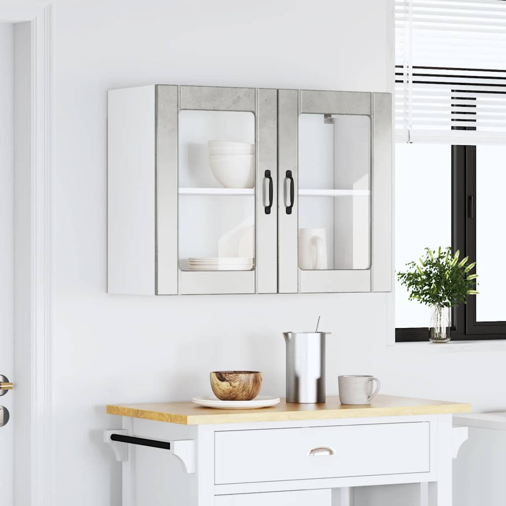 Armário de parede de cozinha porta vidro Lucca cinza cimento