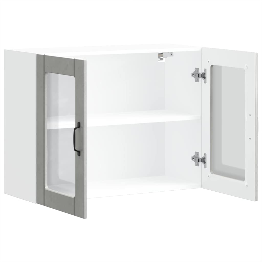 Armário de parede de cozinha porta vidro Lucca cinza cimento