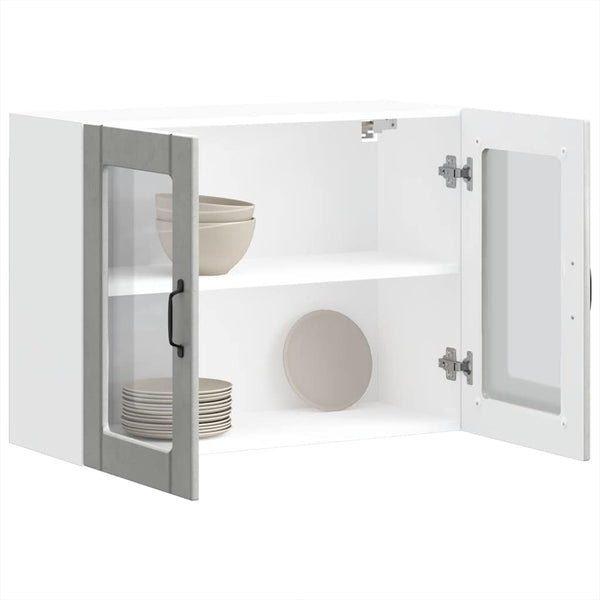 Armário de parede de cozinha porta vidro Lucca cinza cimento