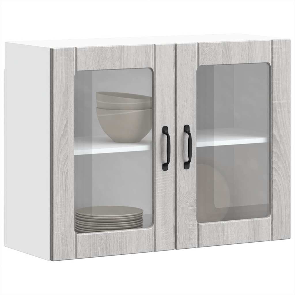 Armário de parede de cozinha porta vidro Lucca cinza sonoma