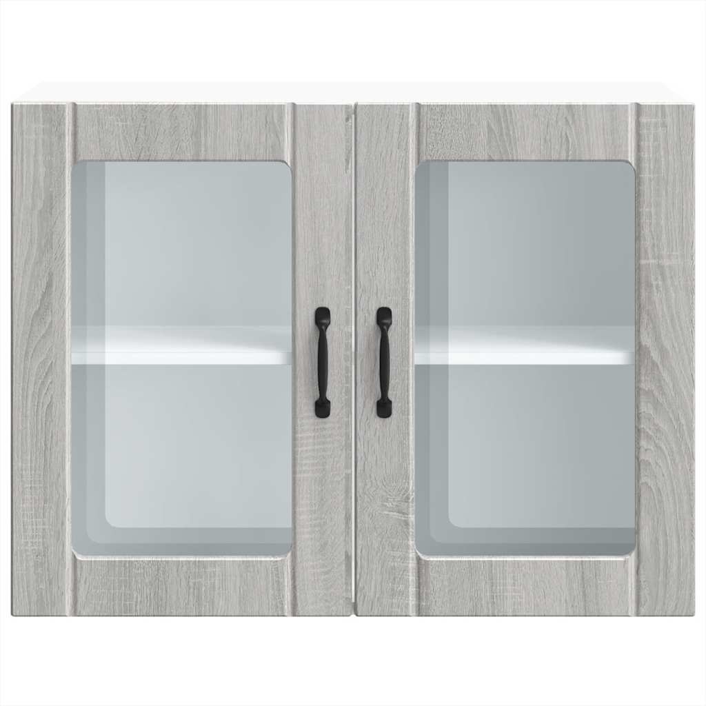 Armário de parede de cozinha porta vidro Lucca cinza sonoma