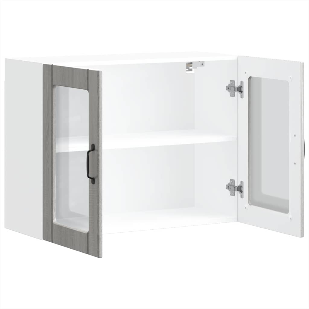 Armário de parede de cozinha porta vidro Lucca cinza sonoma