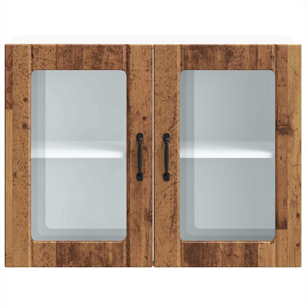 Armário de parede de cozinha porta vidro Lucca madeira velha