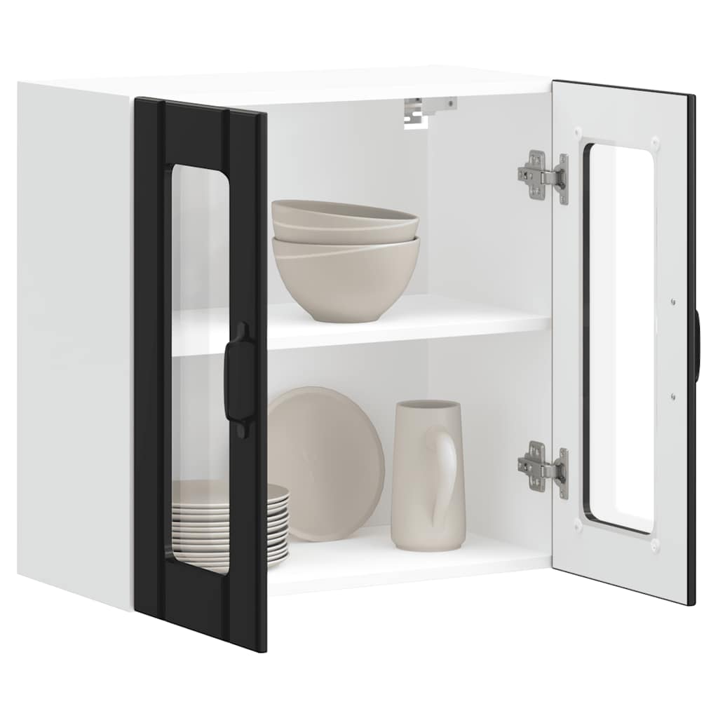 Armário de parede de cozinha porta vidro Lucca preto