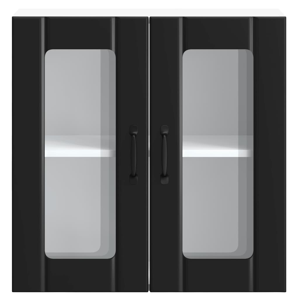 Armário de parede de cozinha porta vidro Lucca preto