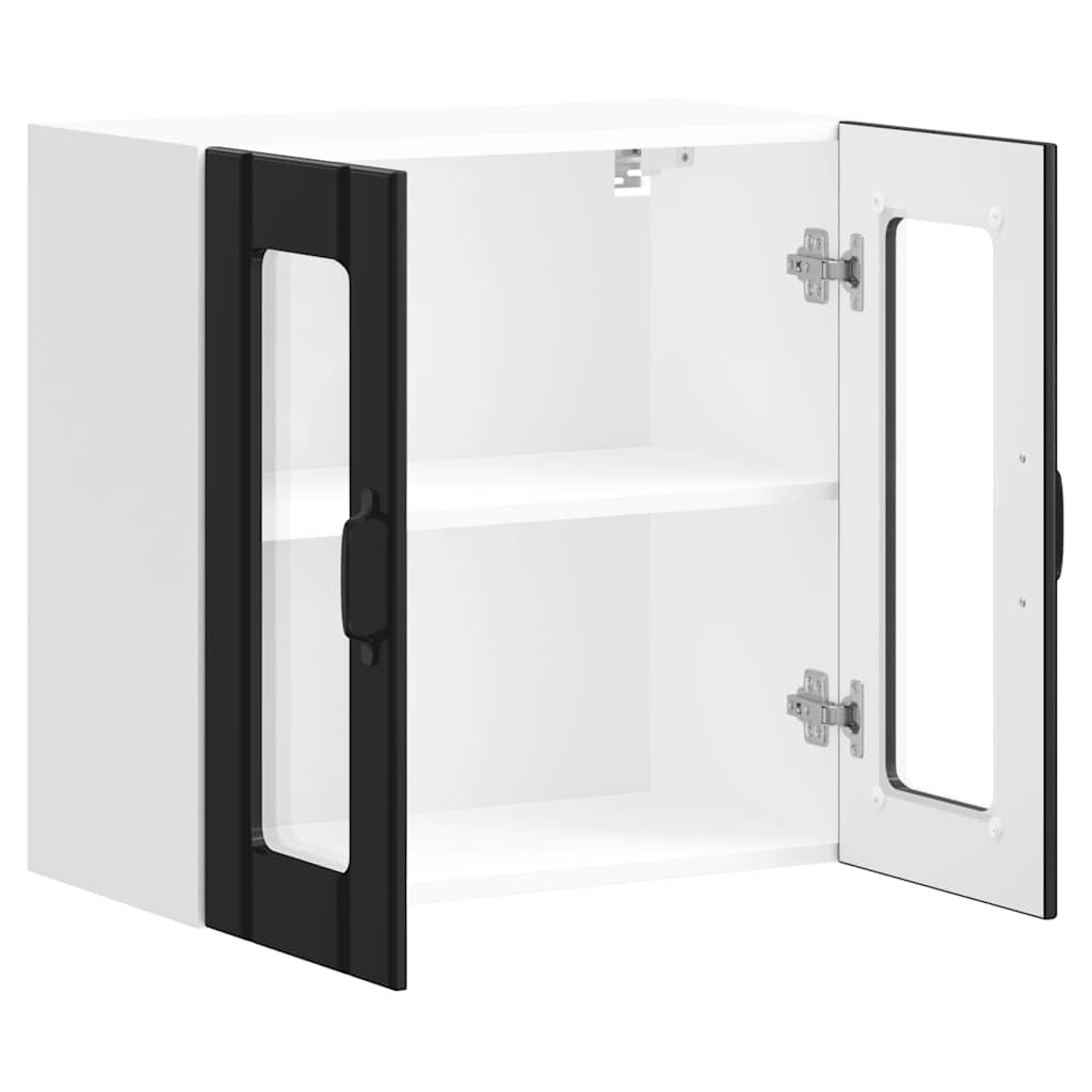 Armário de parede de cozinha porta vidro Lucca preto