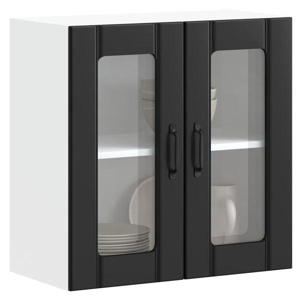 Armário de parede de cozinha porta vidro Lucca preto