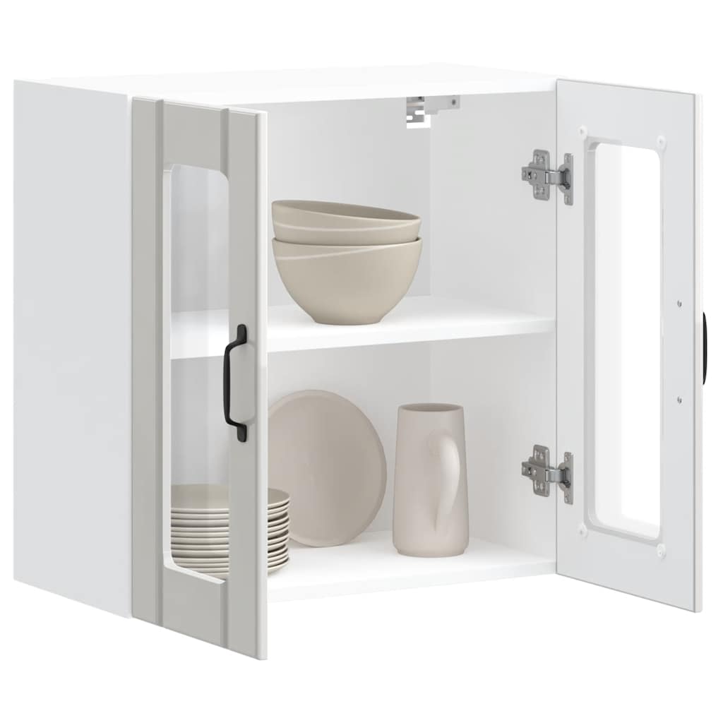 Armário parede de cozinha porta vidro Lucca branco brilhante