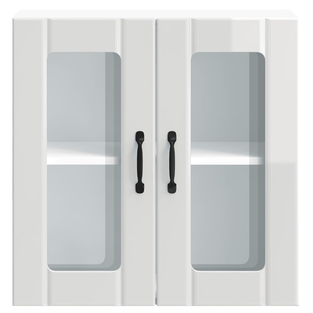 Armário parede de cozinha porta vidro Lucca branco brilhante