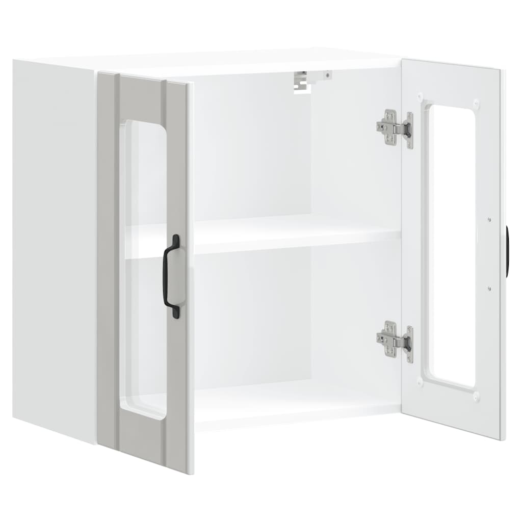 Armário parede de cozinha porta vidro Lucca branco brilhante