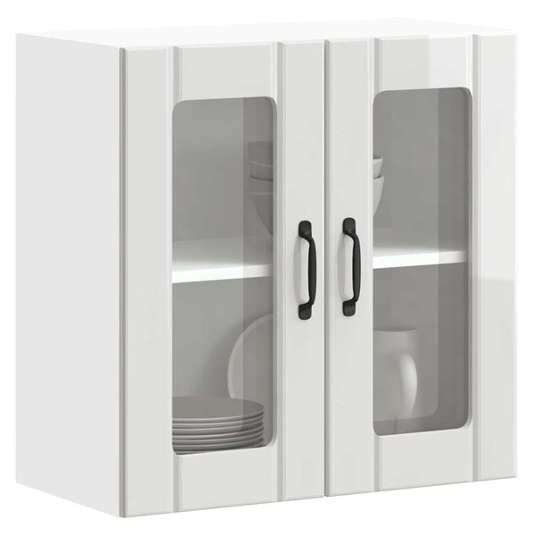 Armário parede de cozinha porta vidro Lucca branco brilhante