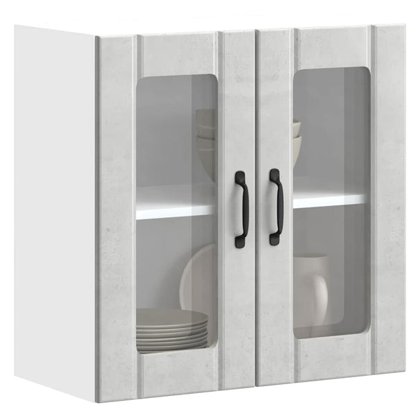 Armário de parede de cozinha porta vidro Lucca cinza cimento