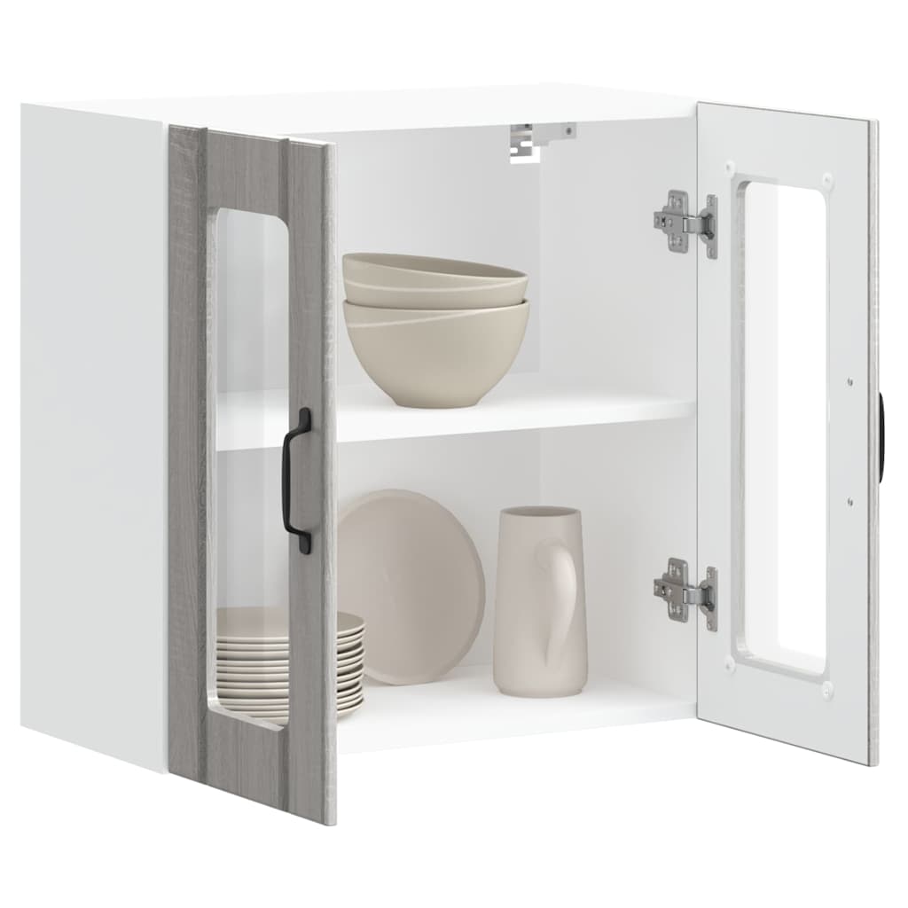 Armário de parede de cozinha porta vidro Lucca cinza sonoma