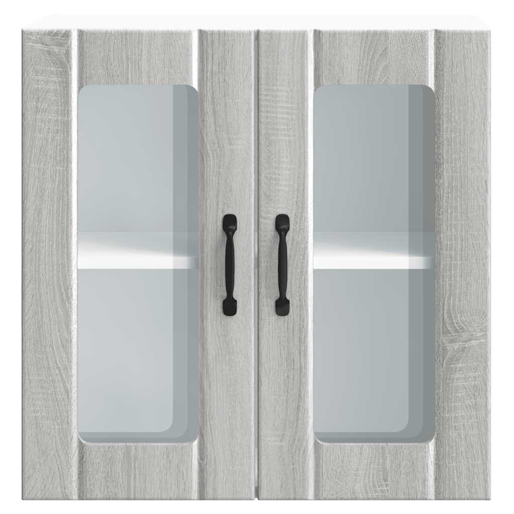 Armário de parede de cozinha porta vidro Lucca cinza sonoma