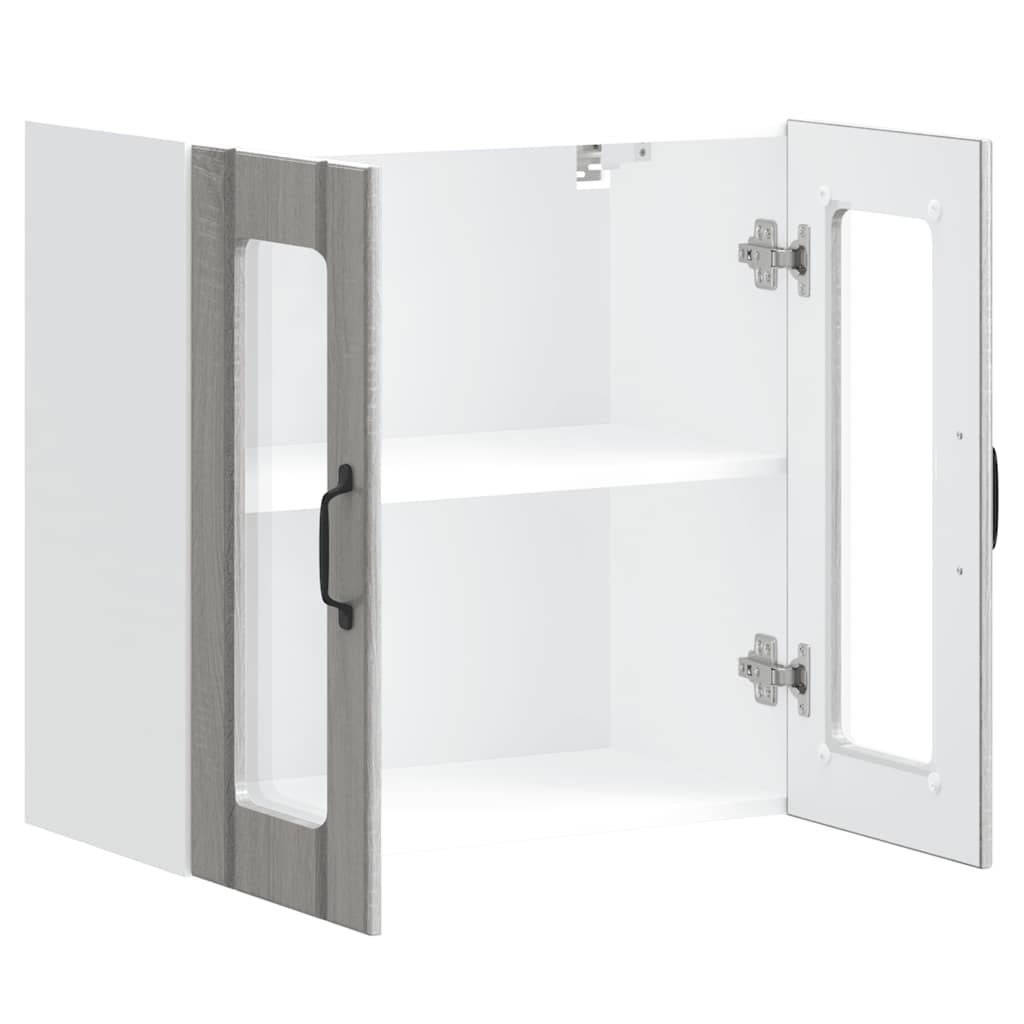 Armário de parede de cozinha porta vidro Lucca cinza sonoma