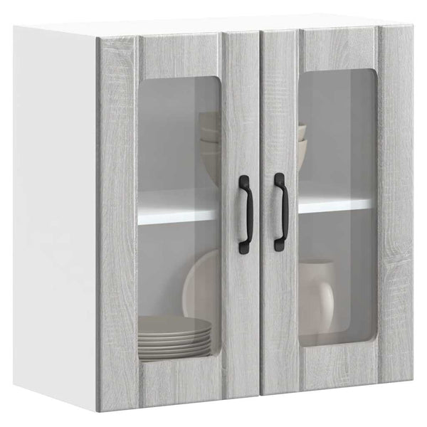 Armário de parede de cozinha porta vidro Lucca cinza sonoma