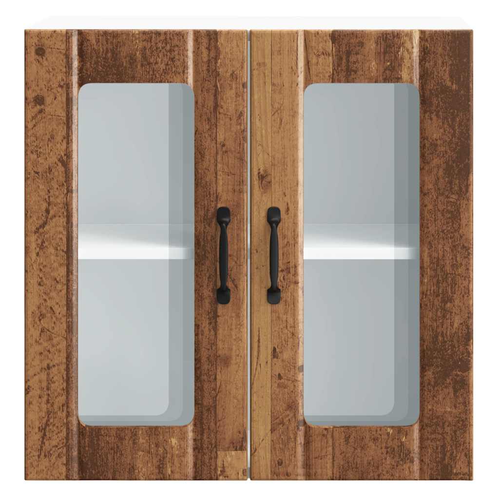 Armário de parede de cozinha porta vidro Lucca madeira velha