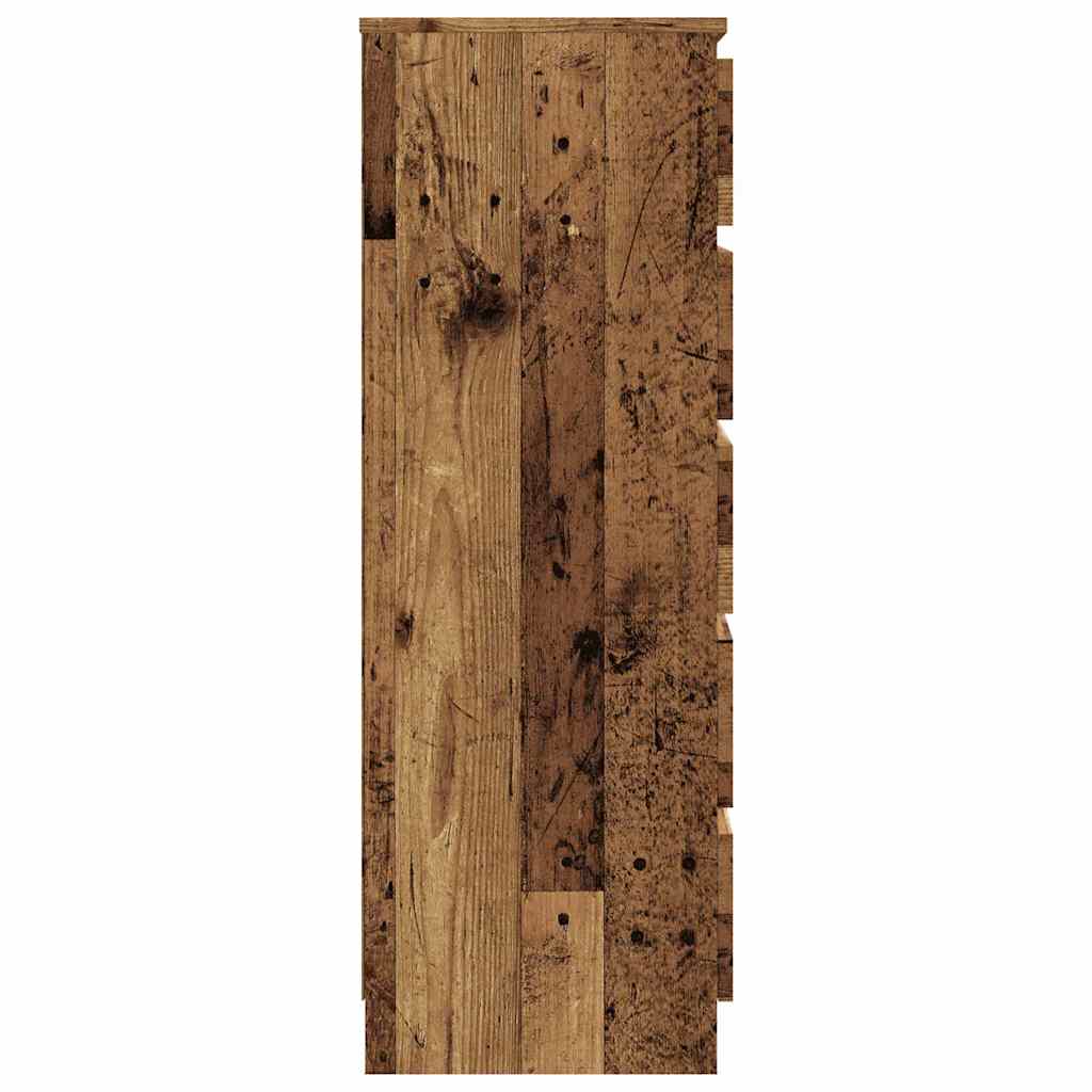 Cómoda com 5 Gavetas - 60x36x103 cm - derivados madeira - madeira velha
